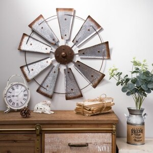 Metal Galvanized Wind Spinner Wall Décor